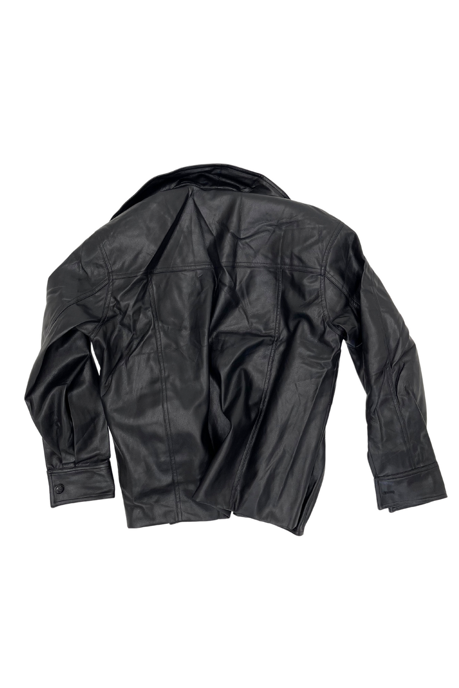 PU Collared Jacket - Black