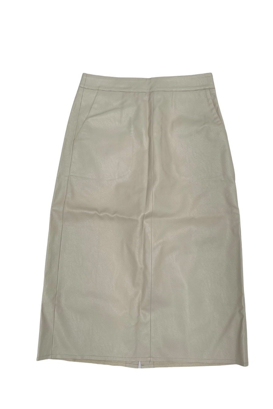 Faux Leather Midi Skirt - Ivory