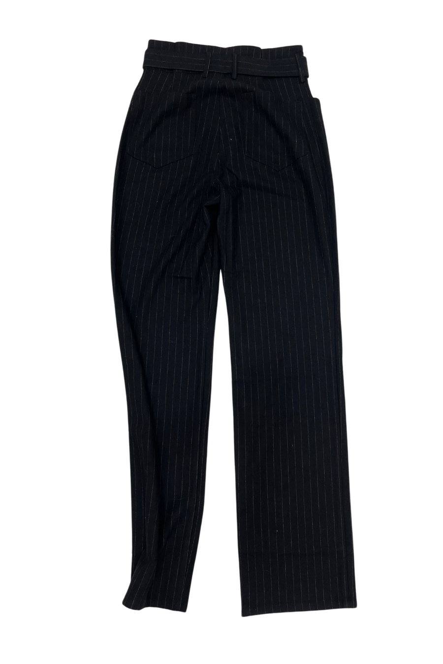 Belted Pinstripe Trousers - Navy