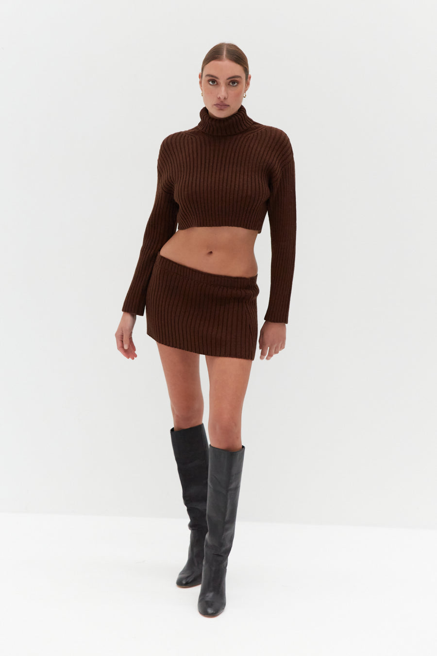 Chunky Knit Mini Skirt - Brown – Style Addict®
