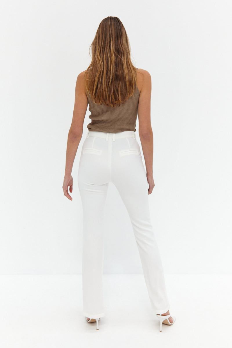 Front Split Trouser Pants - White