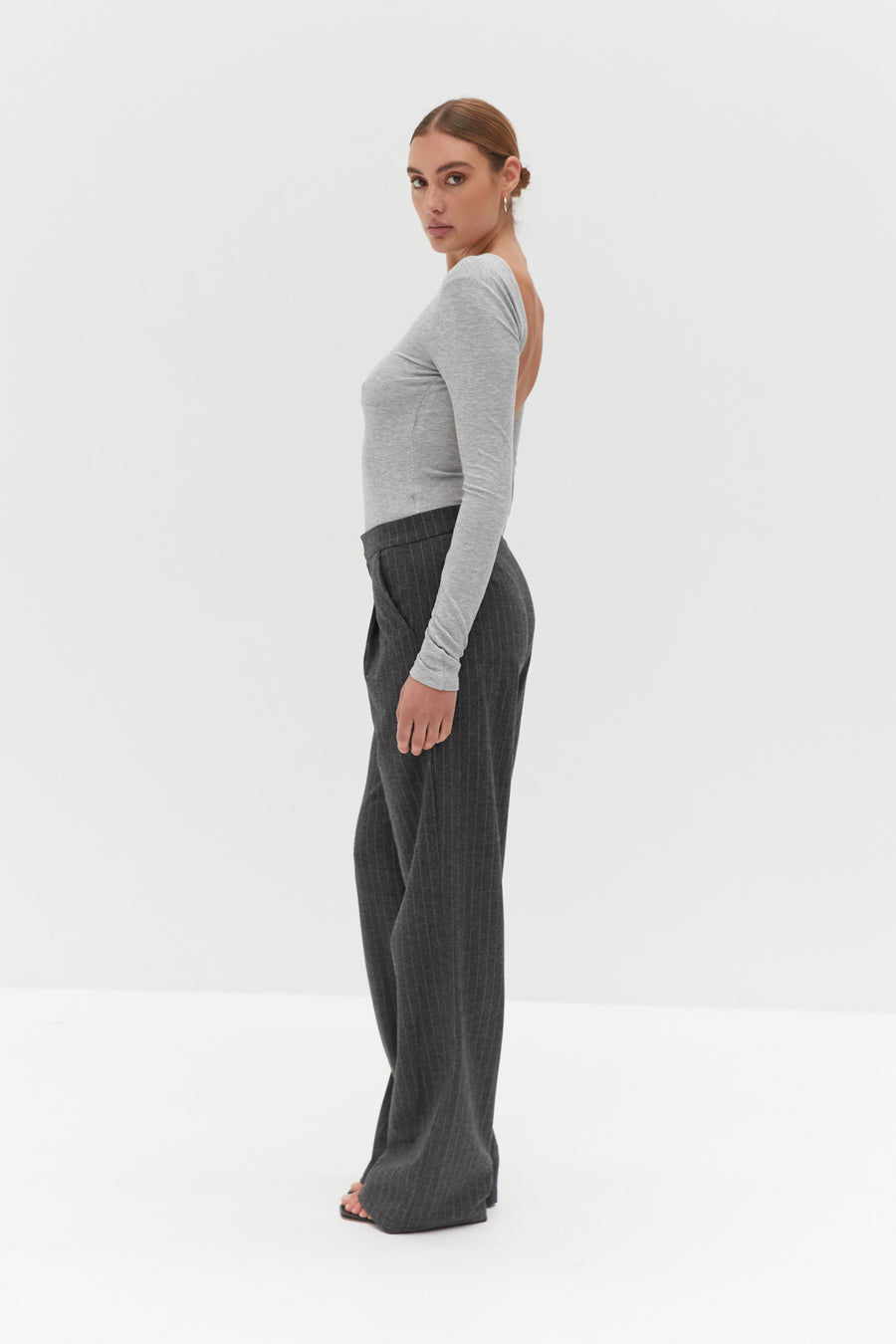 Backless Scoop Bodysuit - Grey