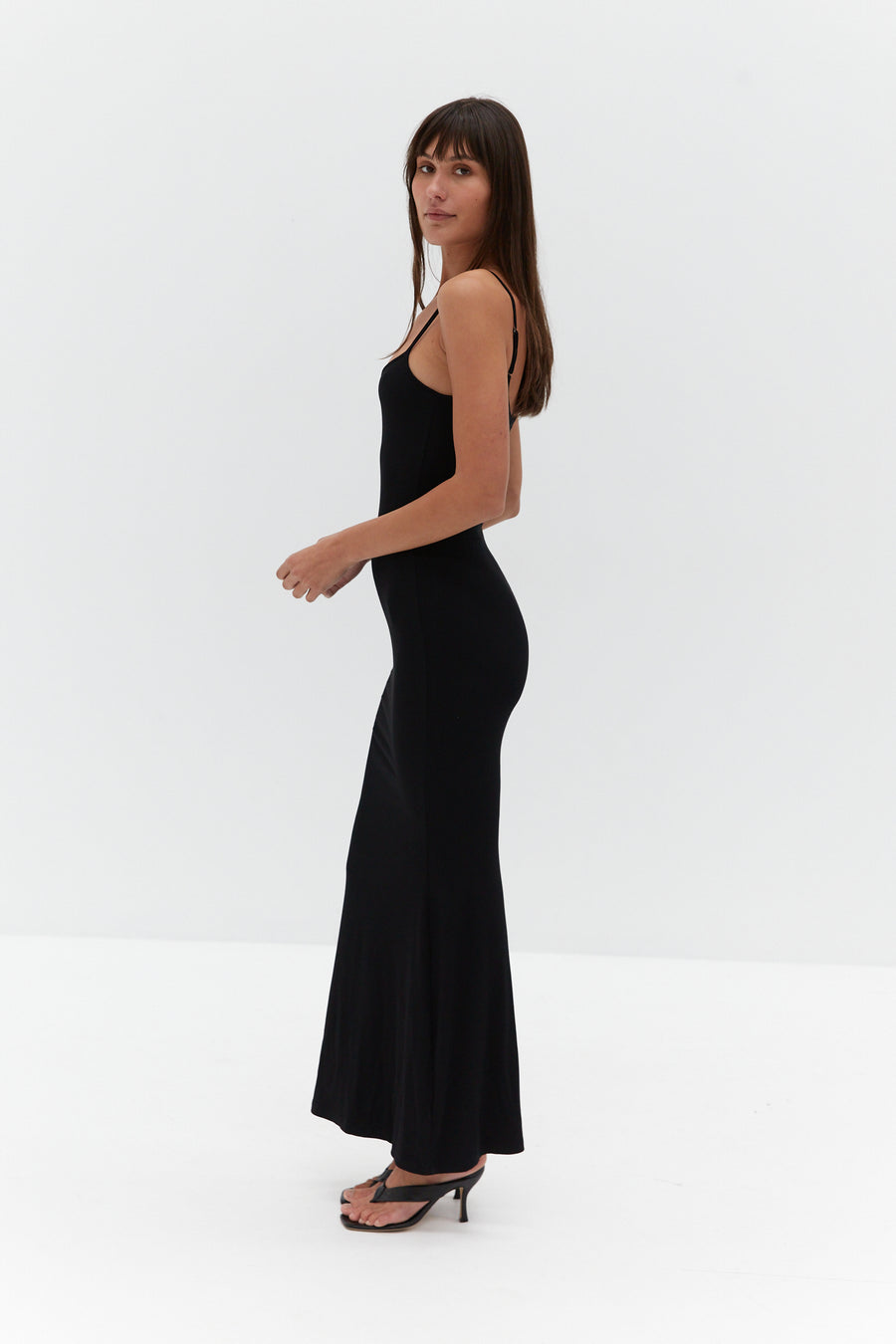 Ribbed Singlet Dress - Black
