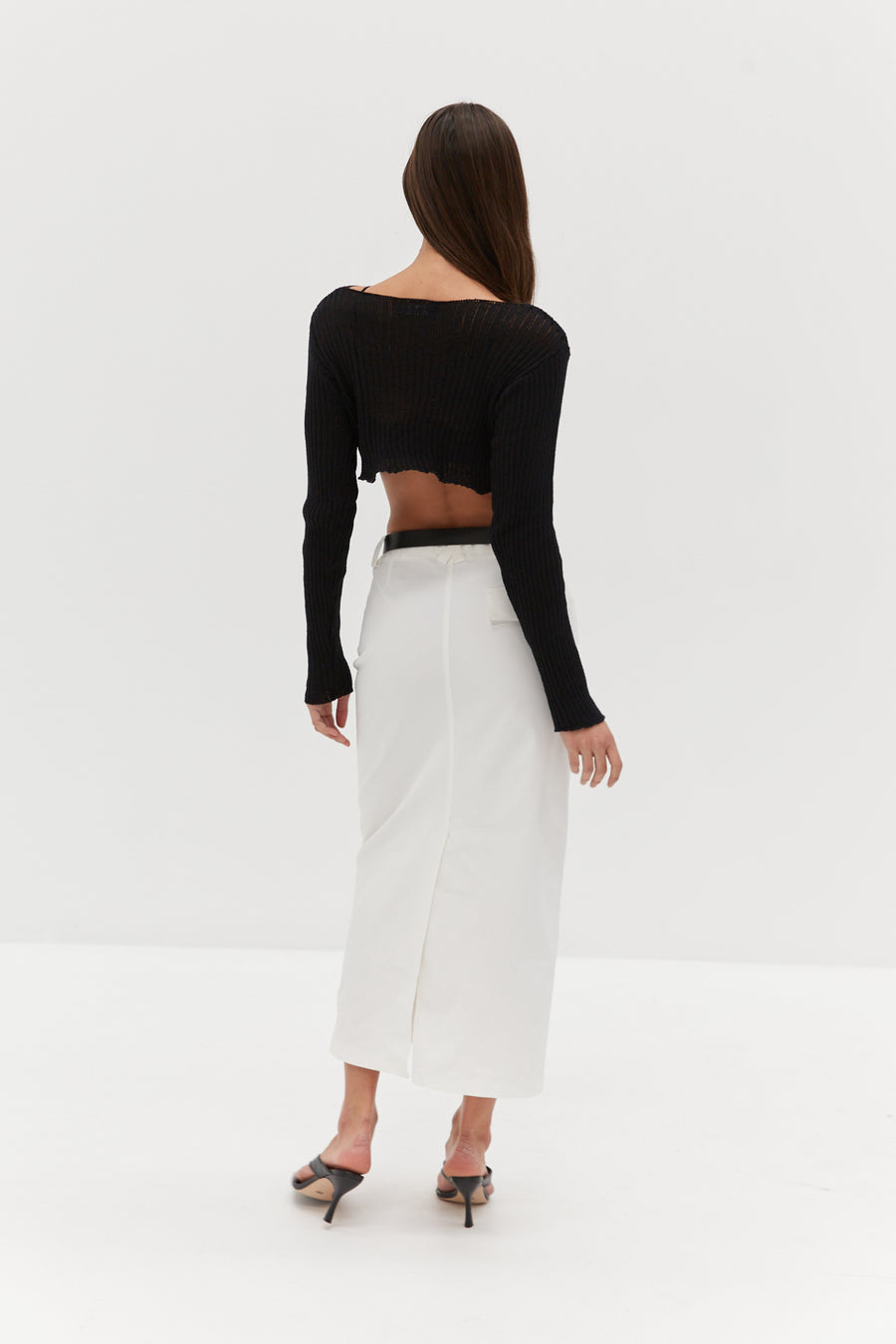 Belted Midi Skirt - White