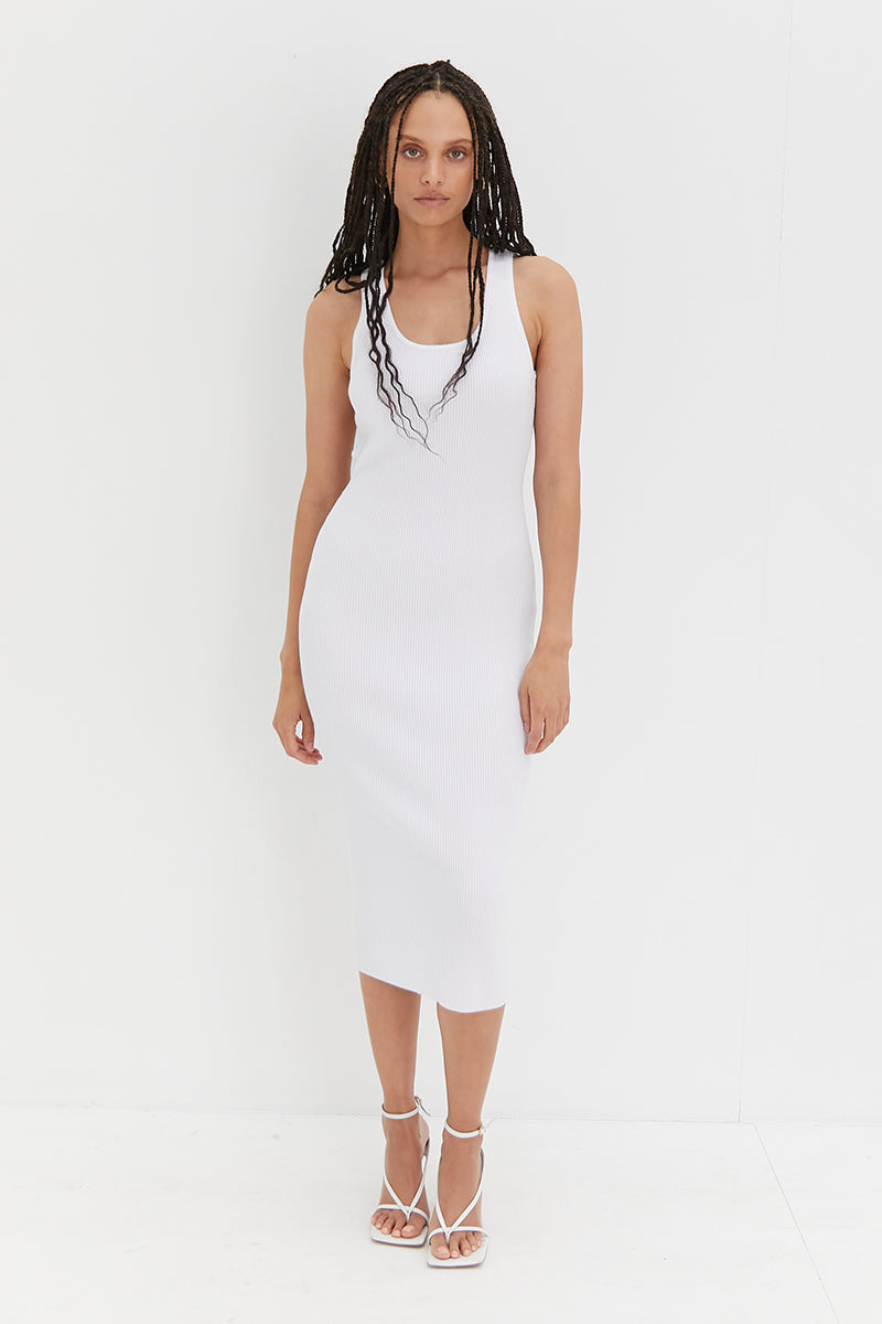 Knit Backless Dress - White