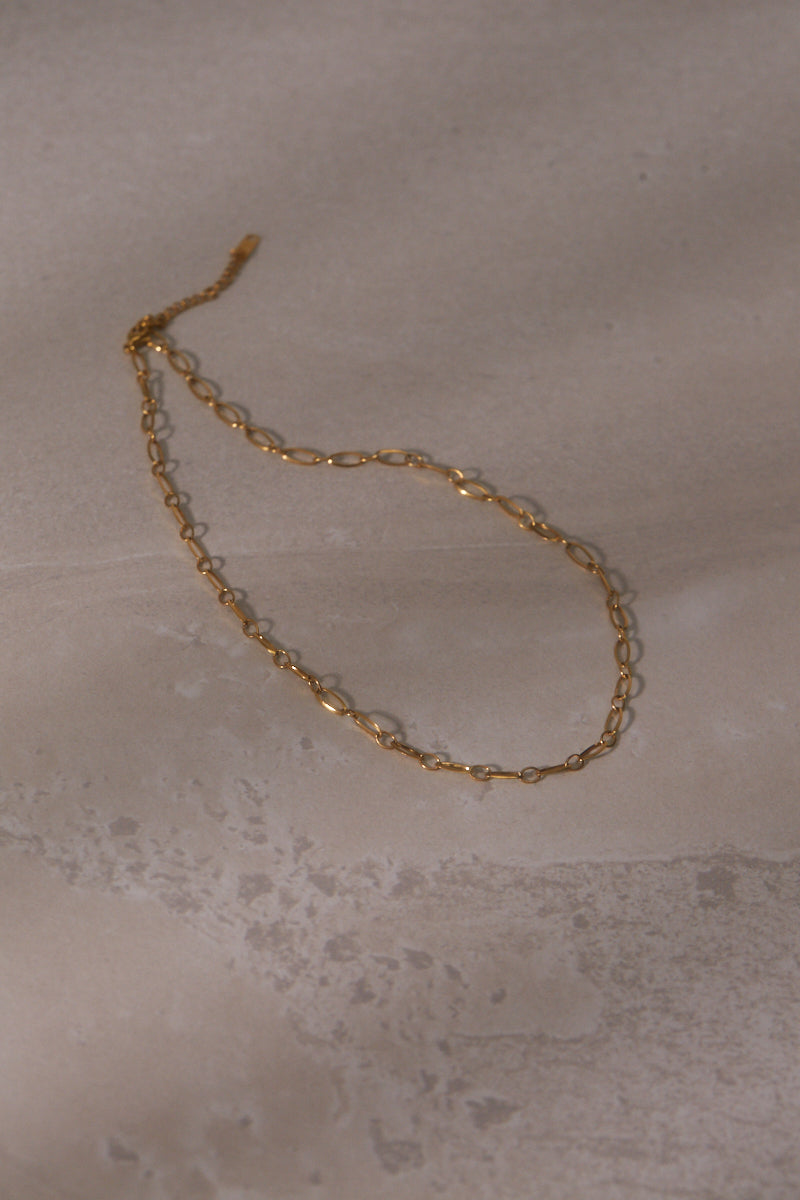 Wide Oval Chain Necklace - 14K Gold Plated